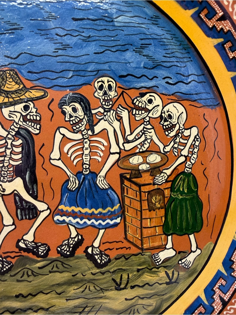 Fidel Avalos E. Day of the Dead Hand-Painted Plate Decorative Mexican Folk Art - Picture 4 of 9